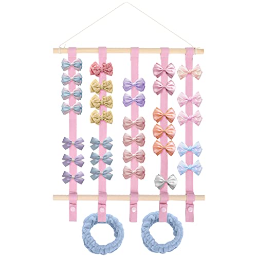 Hair Bow Holder Organiser Wall Hanging Hair Clip Holder for Girls Hair Accessories Organiser Home Decor Pink
