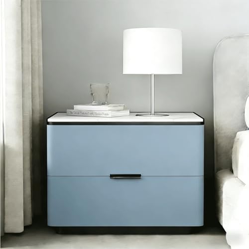 Italian-Inspired Luxury Double-Drawer nightstand, Bedroom Bedside Storage Cabinet, Modern Minimalist