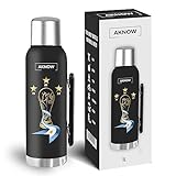 Thermo Argentino mate water World Cup Stainless steel bottle with Argentine Flag 1LT (Black)