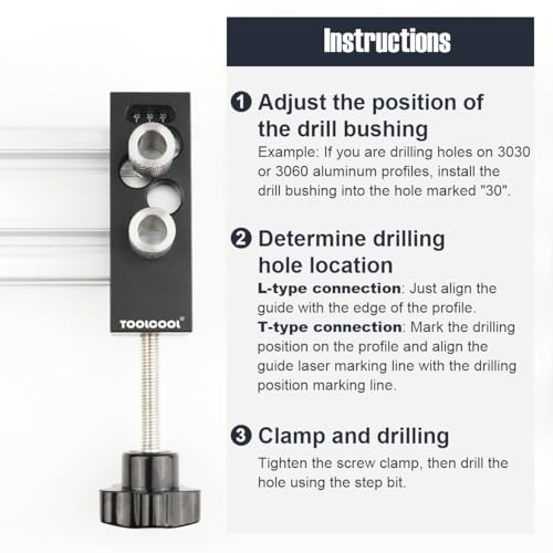 TOOLCOOL Aluminum Profile Drill Guide Access Hole Drill Jig for 2020 2040 3030 3060 4040 European Standard Aluminum Extrusion Profile (Double Holes) by Toolcool - Image 5