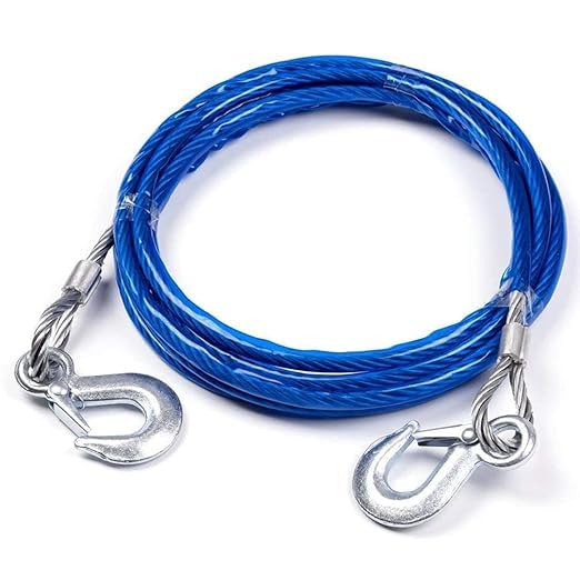 Vishal 12mm Car Tow Cable 4 Miter Long, 7 Ton Capacity Towing Super Strong Emergency Heavy Duty Forged Hooks with Self Locking Hook (Blue)-image-11
