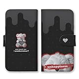 Redmi Note 10T 用 ケース 手帳型 レッドミーノート 10T スマホケース 地雷系 量産型 テディベア くま 病みかわ 可愛い ブラック