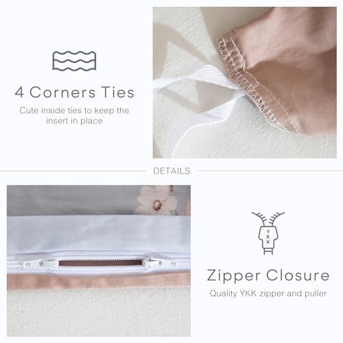 Qsh Floral Duvet Cover Set Queen Size 100% Egyptian Cotton Duvet Cover Aesthetic Paisley Flower Printed Pattern Duvet Cover Blue Pink Botanical Elegant Soft Bedding Set 3 Pcs thumb #5