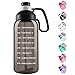 Opard butelka na wodę o pojemności 2 l z oznaczeniem czasu i słomką, motywacyjna, duża, z uchwytem, wielokrotnego użytku, tritan, wolna od BPA, do uprawiania sportu