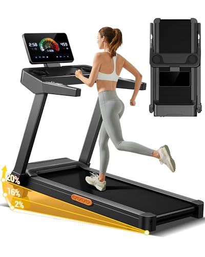Tapis de Marche 4 en 1 avec Inclinaison de 20%, Tapis de Course Portable sous Le Bureau, Tapis de Course Pliable pour la Maison et Le Bureau, Tapis de Marche...