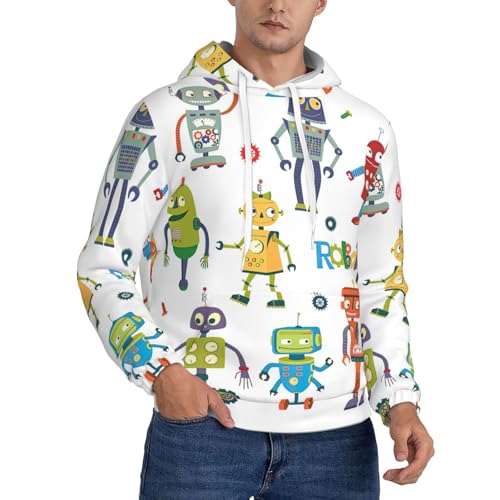 Sweat à capuche chaud pour homme avec imprimé robot mignon pour le quotidien