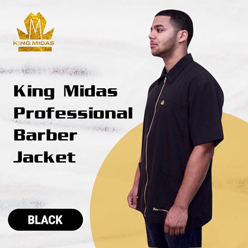Image of King Midas Professional Barber Jacket for Men - Ultra Lightweight Short Sleeve Barber Smock