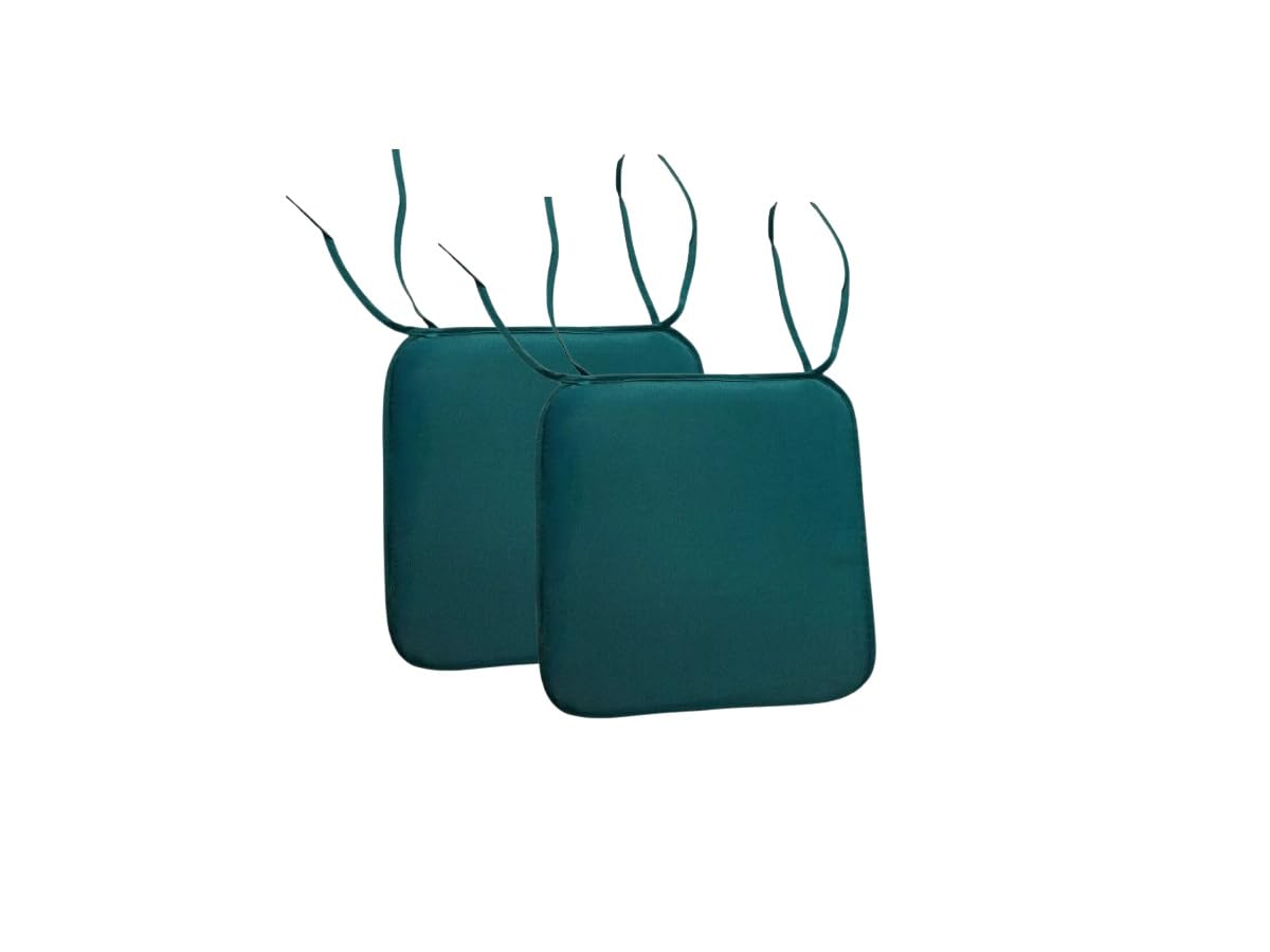 L S U Waterproof Chair Cushion Seat Pads Outdoor Tie-On Garden Patio Kitchen Office Chairs- Pack of 2, 4, 6, 8 (Pack 2 Green)