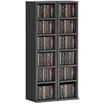 HOMCOM 204 CD Storage Units Set of 2, Blu-Ray Tower Rack with Adjustable Shelves, Bookcase Storage Organiser, Black