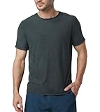 Picture of Fioboc Velou Men's T-Shirts Ultra Soft Fitted Elastic Lightweight Cooling Short Sleeve Tee Shirts Mens Casual Summer Basic Plain Tshirts for Men, Azure Heather L