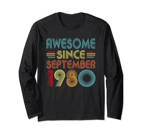 Awesome Since September 1980 Birthday 1980 Men Women Vintage Maglia a Manica