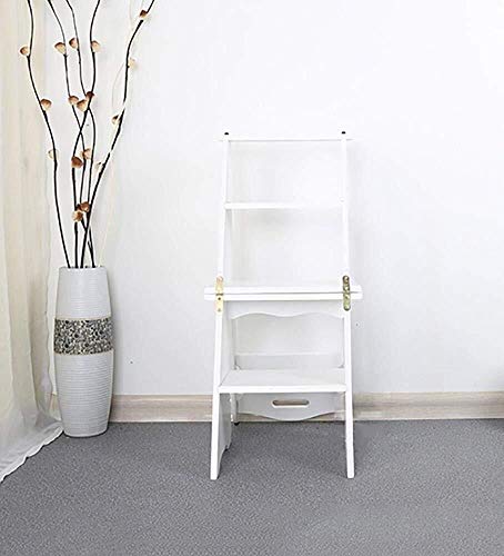 Taburete de escalera para evitar caídas con peldaños anchos de madera plegable 2