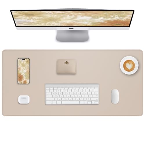 AFIING extra large desk mat 55x24 non-slip beige