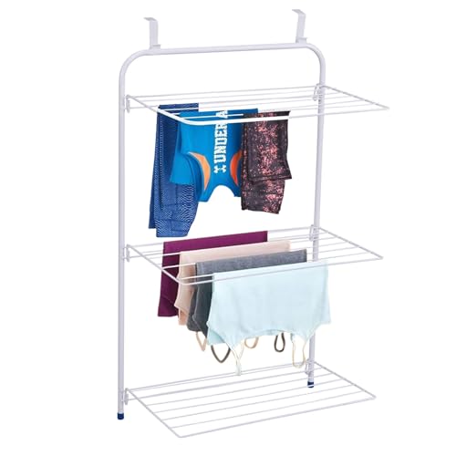 Taylor & Brown 3 Tier Over The Door Hanging Clothe Airer, 12m Drying Space, Foldable Laundry Drying Rack, Easy to Pull and Open Clothe Airer indoor/Outdoor, Space Saving
