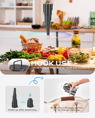 VEUIEIZT Fly Fans for Tables, Type-C Rechargeable Fly Fan, Tabletop Bug Fans with Colorful Light, Foldable Fly Spinner with Soft Holographic Blades for Picnic, Restaurant, Party, Home, BBQ (4 Pack) — view 4