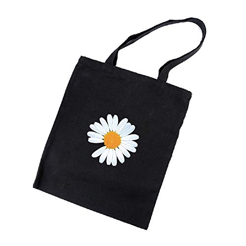 NCTCITY G-DRAGON Bolsa de Lona Bolsa de Tela Margarita Flor Impresión Bolsa de Compras Con Asas Largas Bolsa de Playa Bolso de Mano Escuela Bolsa al Hombro TAEYANG