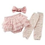 [Kufuu] クフウ 出産祝い 女の子【3段チュールブルマ&コットンリブ SET】 日本製 (マシュマロモスピンクSET)