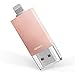 iPhone Flash Drive 64GB, Omars OTG USB 3.0 External Storage Memory Stick Adapter Expansion Compatible with iPhone, iPad, iPod, Mac, Android and PC [Apple MFI Certified] (64G, Rose Gold)