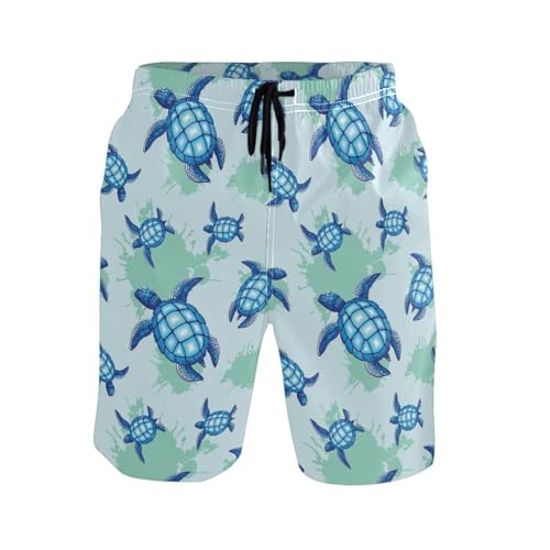 Boxer shorts pantalon tortue marine bleu maillot de bain homme trunks