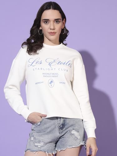 Image of Women's Sweatshirt | Cotton Blend Fleece Winter Top | Full Sleeve Crew Neck | Printed Casual Wear for Women | XS-XL