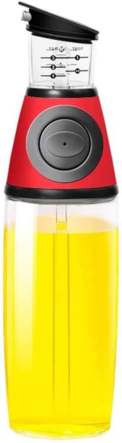 500ml Quantitative Press Oil Bottle Dispenser Measurable Glass Seasoning Container for Kitchen Cooking Tools(D,Small)