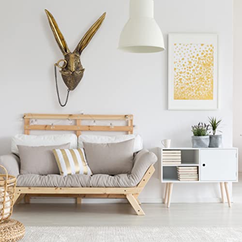 Eaarliyam Rabbit Head Wall Art, 3D Animal Heads Wall Hanging Sculptures, Resin Wall Hanging Mount Ornament, Retro Home Decoration Sculpture (10.43X5.51X3.94 Inch) #TOP5