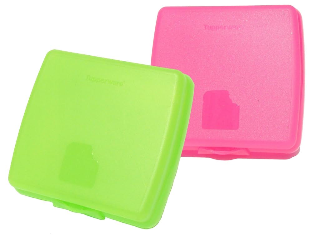 Tupperware Lot de 2 porte-sandwich rose et vert