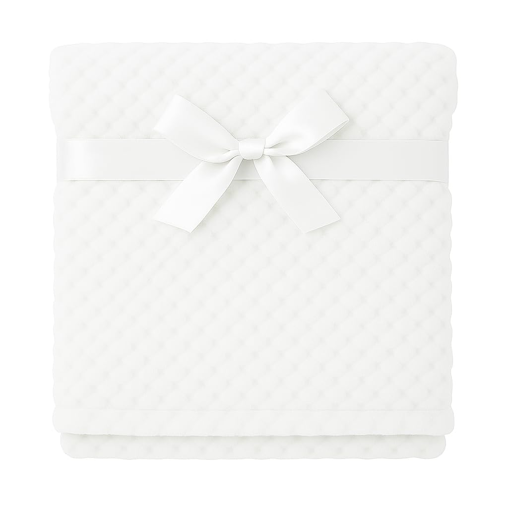 SXME MIGHT SAY Baby Blanket for Girl/Boy – Ultra Soft Honeycomb Waffle Textured Blanket | Cozy & Cuddly Newborn Gift (White, 75X100 CM)