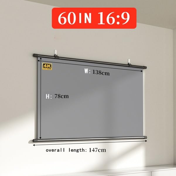 Pantalla manual proyector 16:9 60 pulgadas portátil miniatura 6