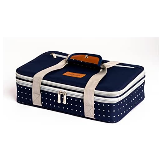 Insulated Casserole Carrier, Expandable Lasagna Lugger, Food Carrier for Hot or Cold Food Fits 9"x13" Baking Dish with Lid, Double Decker Thermal Casserole Caddy, Camping, Potluck Parties
