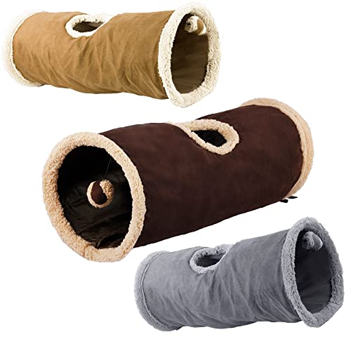 ALL FOR PAWS AFP Crinkle Cat Tunnel Cat Toys (bastoncino), riceverai un giocattolo marrone o grigio o marrone chiaro