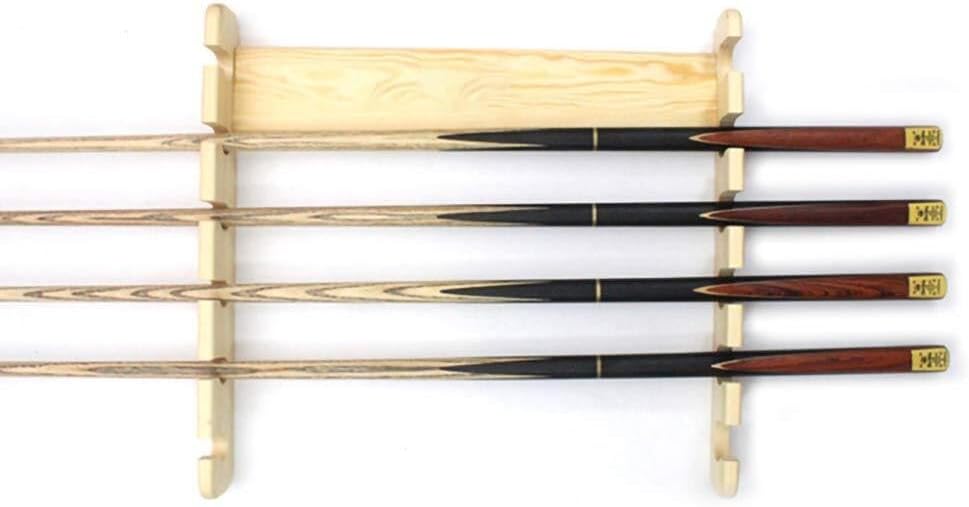 Wall Mounted Pool Cue Rack – 6 Billiard Stick Holder, Solid Wood Snooker Cue Organizer, Wood Grain Finish(Wood Grain Color)