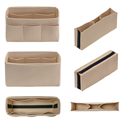Dailyplus Purse Organizer Insert Felt Bag Organizer Handbag Organizer Insert Bag In Bag Organizer For Tote Purse Bag 14 Pockets Beige Slender Medium #TOP2