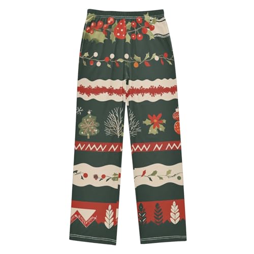 Boys' Pants Leaves Green Christmas Stripe Long Bottoms Jogger Pants Elastic Waist Trousers with Pockets S-XL