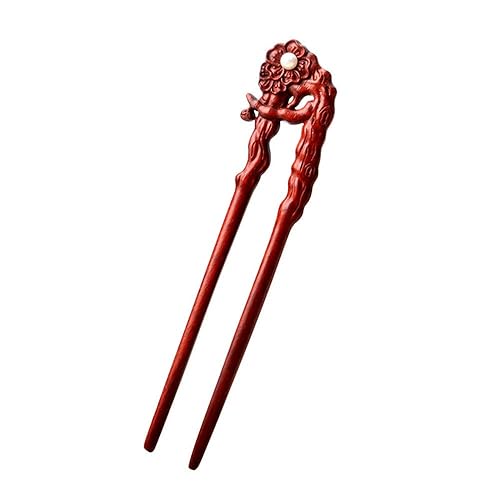 Miniatura 8 de CHOISBEING Palillos de pelo tallados para mujer, 7.08 pulgadas, horquilla de madera china para cabello largo, palillos para moños, tenedor de peonía