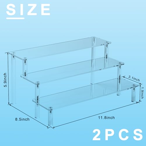 Hoewina 2PCS Acrylic Risers Display Stands, 3 Tier Perfume Organizer Display Shelf & Versatile Cupcake Stand Holder, Display Risers for Figures, Dessert Shelves for Party for Decoration and Organizer by Hoewina - Image 2