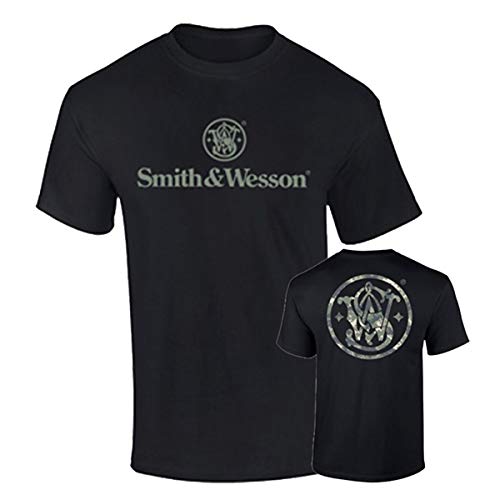 Smith Men's And Wesson Camo Logo Screen Print T-Shirt Black Medium