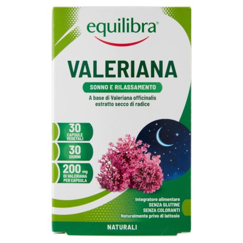 equilibra Integratori Alimentari, Valeriana, Integratore Per Favorire Il Sonno E Il Rilassamento In Caso Di Stress, Da Assumere Prima Di Dormire, 30 Capsule