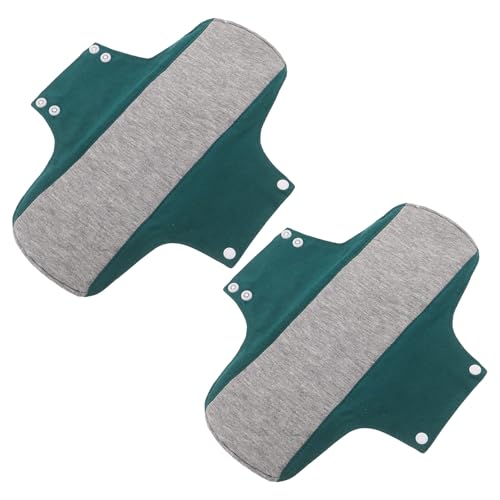 KOMBIUDA 2 Piezas Compresas Posparto Reutilizables Ultrafinas para Incontinencia Urinaria, 2 Piezas, Algodón Transpirable, Lavables, 22X28 CM, Color Verde Oscuro, Protección Diaria para