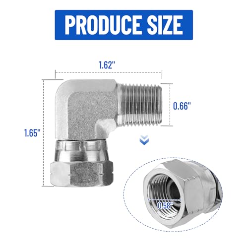 Image of 90 Elbow Hydraulic Fitting: 3 /8 inch NPTF Male x 3 /8 inch NPSM Female