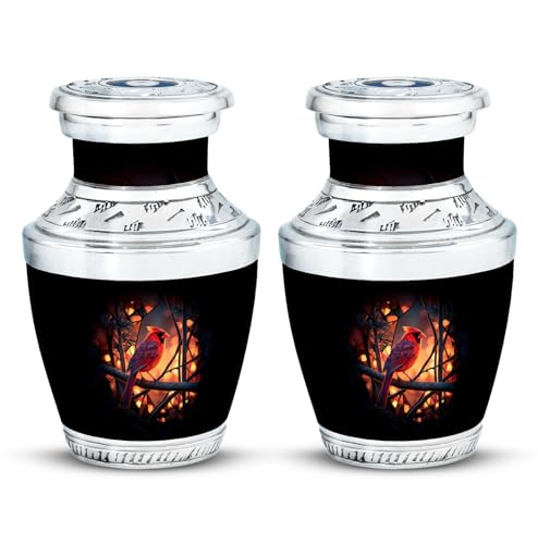 Image of Cardinal Urn Mini Funeral Urns for Adult Ashes Women 3 Inch 2 Qty | Memorial Little Urn for Burial Keepsake Cremation Urns