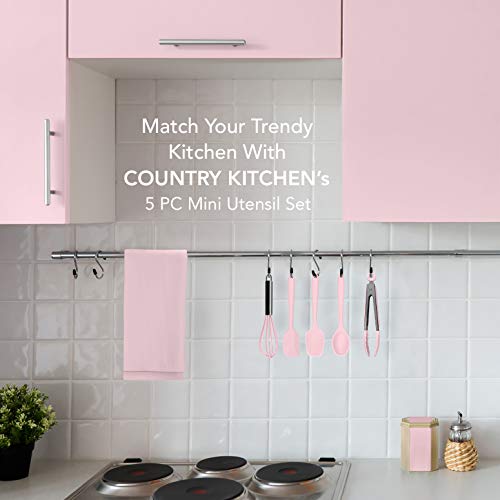 Country Kitchen Set Of Five Pink And Gunmetal Silicone Mini Kitchen Utensil Set #TOP1