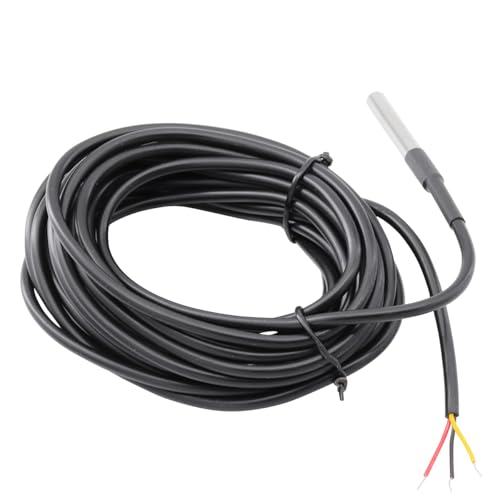 Heevhas 5M Edelstahl Temperatursensor Wasserdicht Temperaturfühler Digital Thermal Probe Temperatur Sensor Kabel (3 Stück)