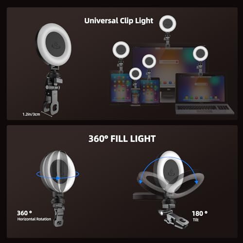 Image of Mobilife Selfie Ring Light for Tripod /Phone /Laptop LED Video Lamp with Clip Rechargeable 3 Color Dimmable Portable for Selfie Zoom Meeting Photography Vlogging