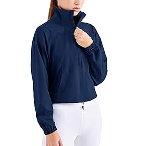 altiland Half Zip Pullover Cropped Jackets for Women Long Sleeve Workout Athletic Running Yoga Shirts