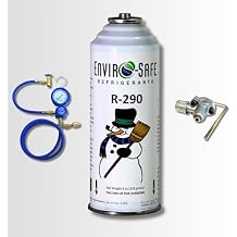 ENVIRO-SAFE R290 Refrigerant in an 8oz. Piercing Style Container for Recharge Includes Gauge Set, Bullet Piercing Valve and R290 Can - DIY KIT Recharge Kit