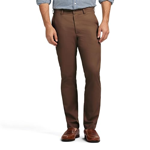 IZOD Men's American Chino Flat-Front Straight-Fit Pants, Decaf Coffee, 36W x 29L