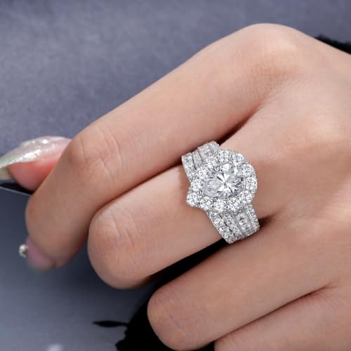 SHELOVES Pear Cubic Zirconia Wedding Ring Sets For Women Teardrop Halo Bridal Sets 925 Sterling Silver Sz 5-104