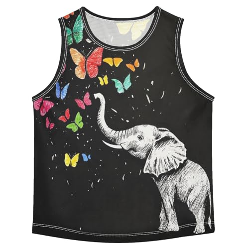 Boys Tank Top Shirts Colored Butterfly Elephant Sleeveless T-Shirts Crew Neck for Kids Clothing Children