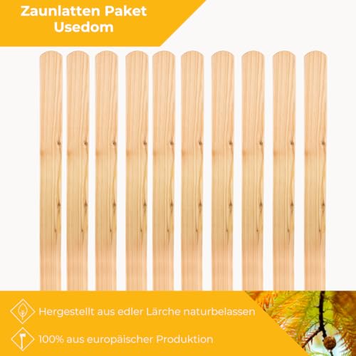 Zaunlatten Holzpaket Usedom 10 Stück aus Lärche, 20×90 mm